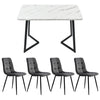 Modern Dining Table and 4 Chairs Set with Metal legs Dining Room Kitchen MR