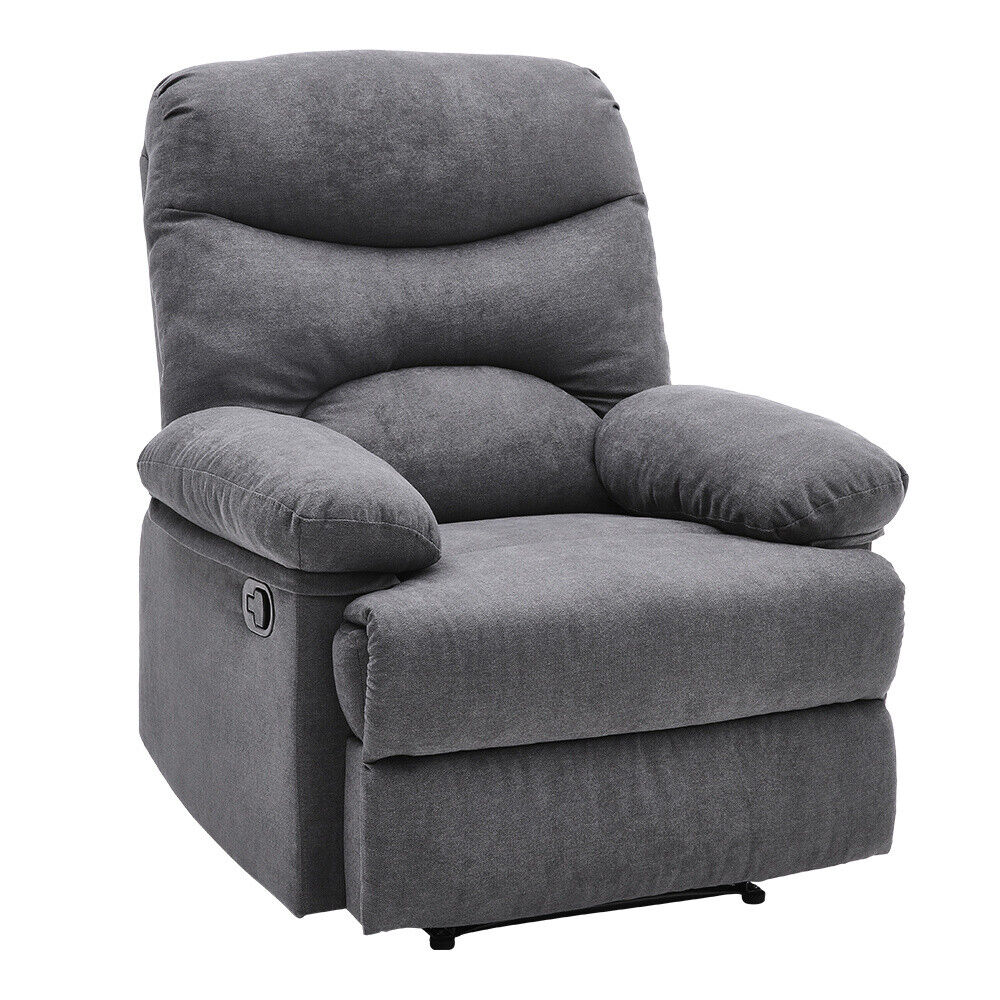 Manual Recliner Armchair PU/Velvet Sofa Reclining Chair with Adjustable Footrest