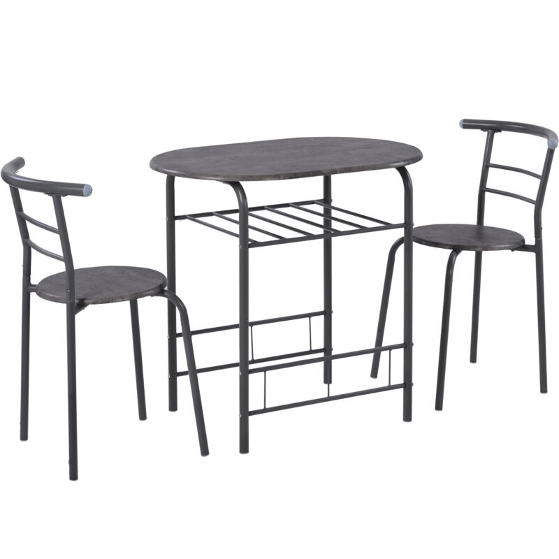 3pcs Dining Table Set and 2 Stools Breakfast Bar for Dining Room/ Kitchen MJ