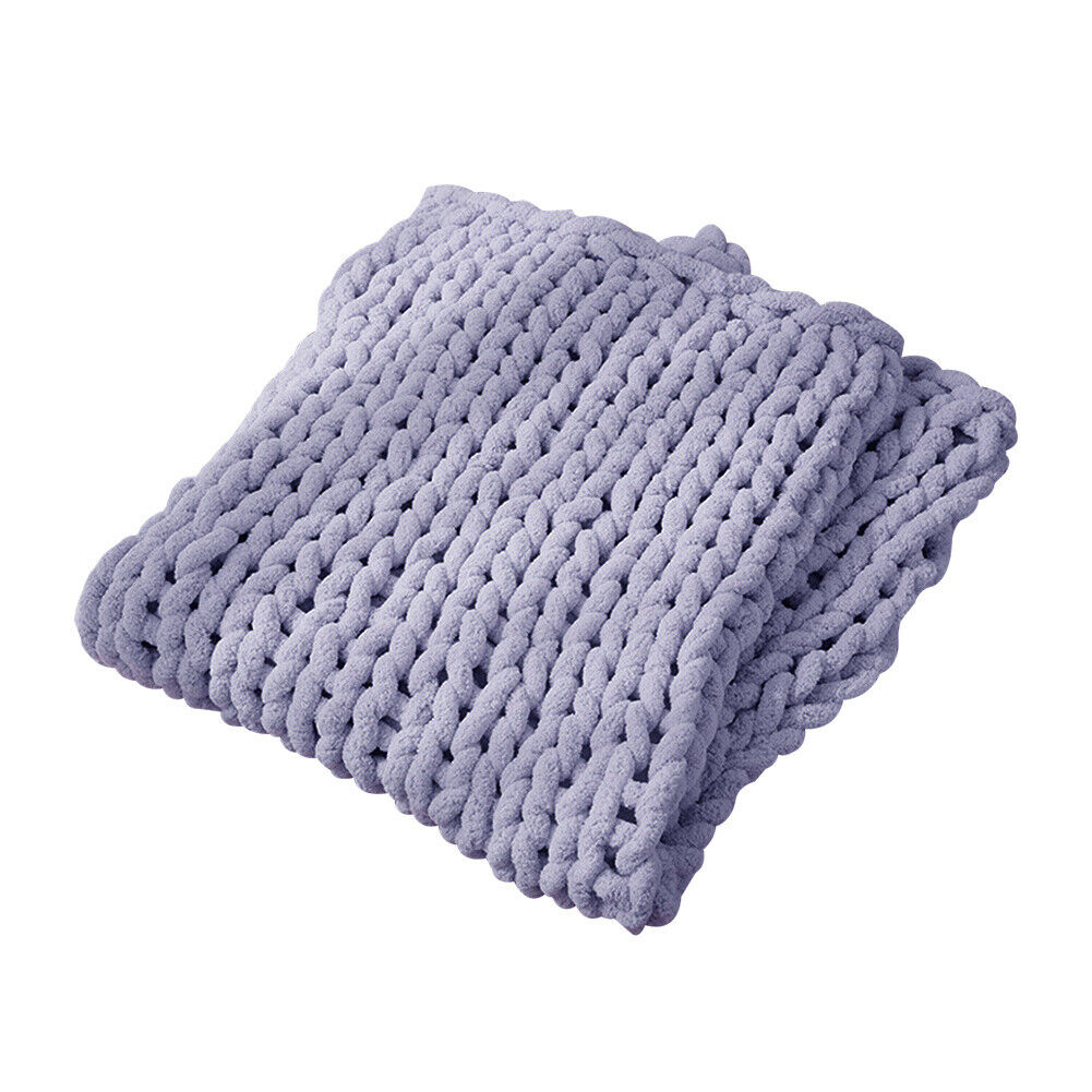 Chunky Knit Throw Hand Knitted Thick Blanket Soft Sofa Bed Wooly Cable Blanket