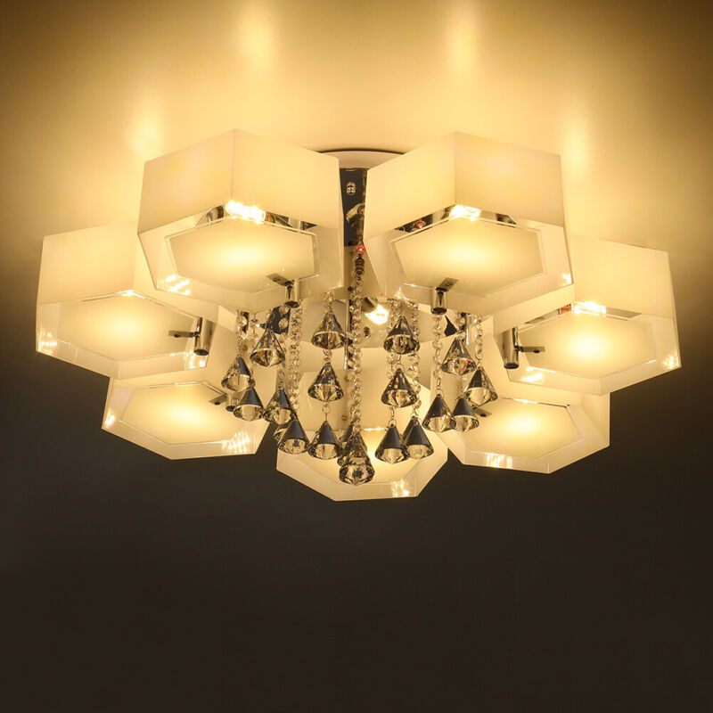 3+2 Colour Luxury Crystal LED Chandelier Hexagon/Flower Lamp Ceiling Lights