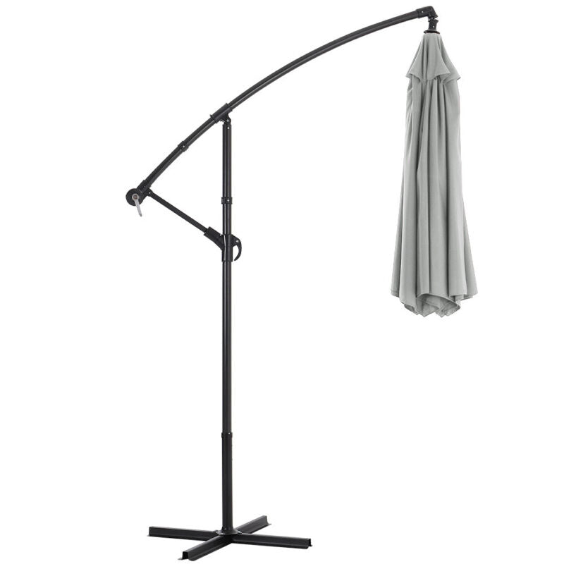 Sun Parasol Banana Parasol+Cross Base Set Hanging Umbrella Cantilever Shelter