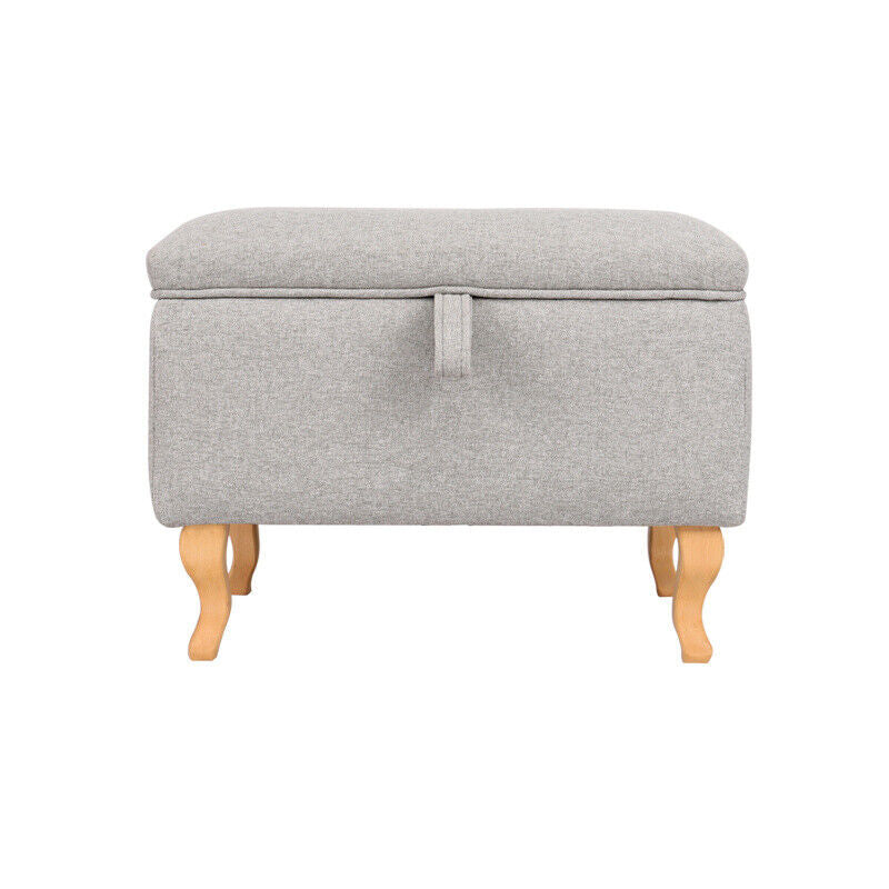 Linen Fabric Storage Ottoman Bench Seat Toy Box Pouffe Stool Bedroom Chair Rest