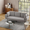 3 Seater Sofa Bed Grey Linen Fabric Living Room Couch Settee Large Cushion Seat