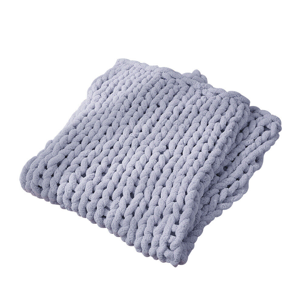 Chunky Knit Throw Hand Knitted Thick Blanket Soft Sofa Bed Wooly Cable Blanket