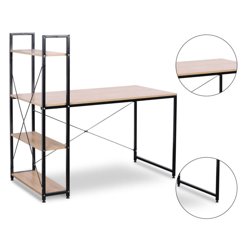 Computer Desk w/ 3 Tier Storage Shelves Office Laptop Workstation Study Writing