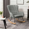 Wooden Upholstered Rocking Armchair Button Lounge Wing Back Chair Sofa Fireside