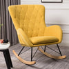 Wooden Upholstered Rocking Armchair Button Lounge Wing Back Chair Sofa Fireside