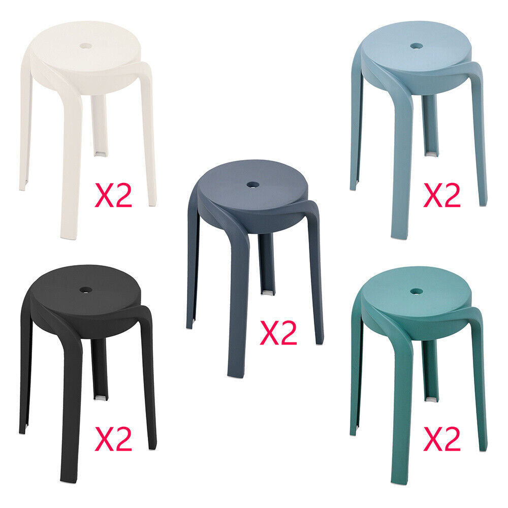 10x Stacking Plastic Dining Stool Space Saving Living Room Kitchen Chair Seating