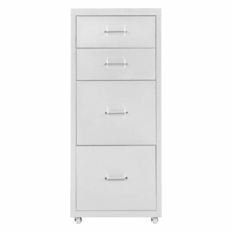 4-Drawer Metal Filing Cabinet Under Desk Office Storage Cupboard with Wheels