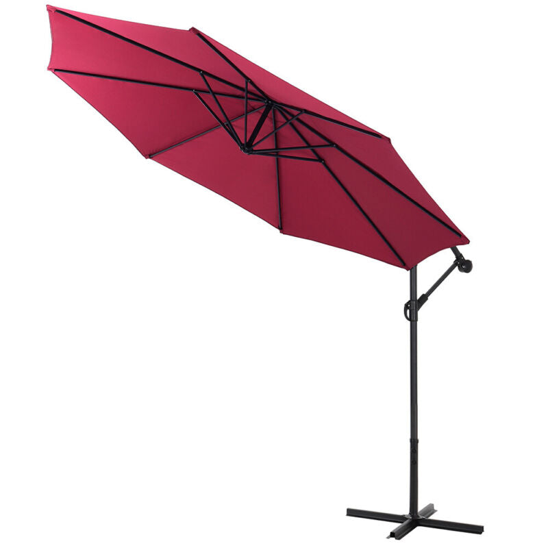 3M Hanging Outdoor Banana Patio Umbrella Cantilever Shelter Garden Sun Parasol