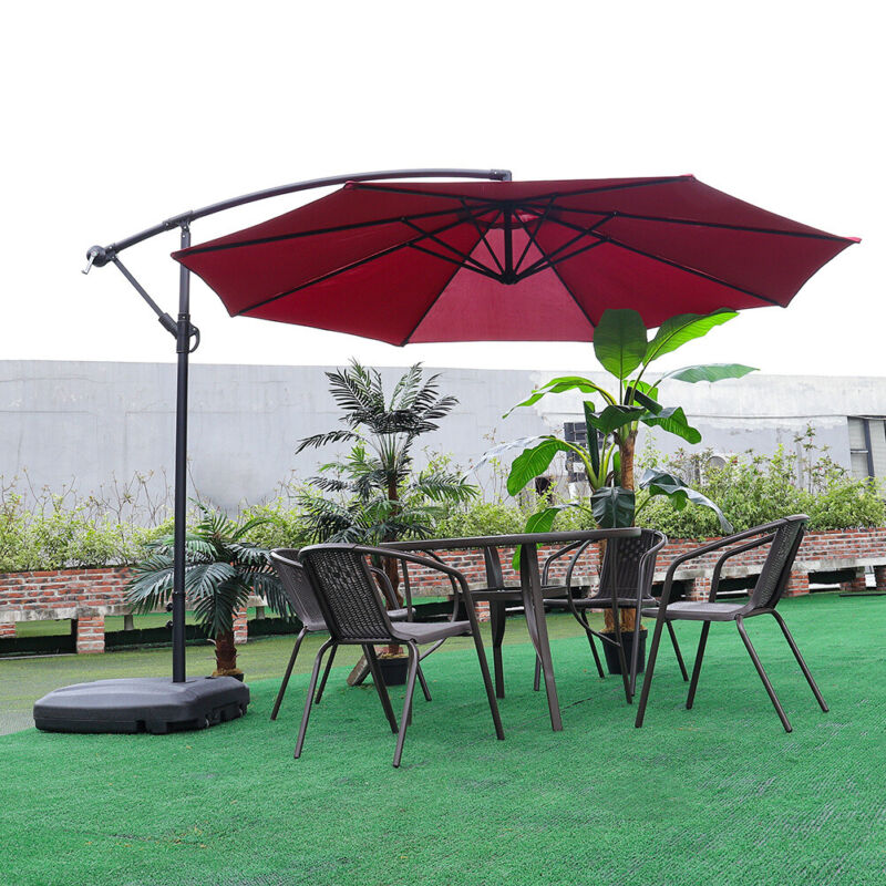 3M Hanging Outdoor Banana Patio Umbrella Cantilever Shelter Garden Sun Parasol