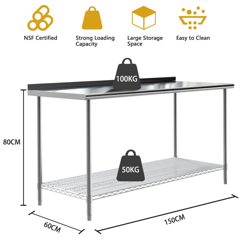 Stainless Steel Catering Kitchen Food Service Worktop Work Table Prep Tables