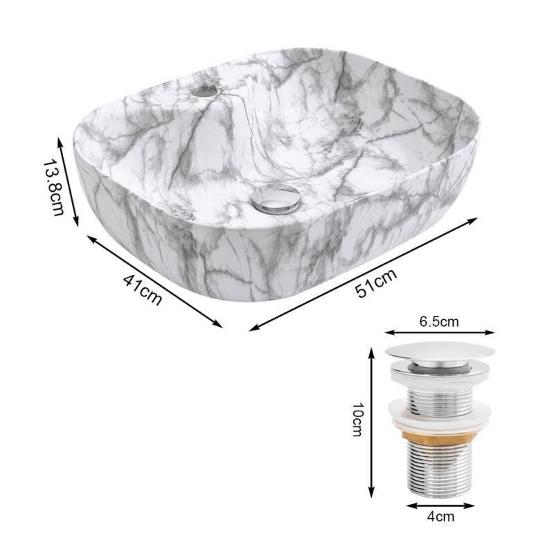 MULTI SHAPE BATHROOM CLOAKROOM COUNTERTOP CERAMIC BASIN SINK & POP UP WASTE SETS