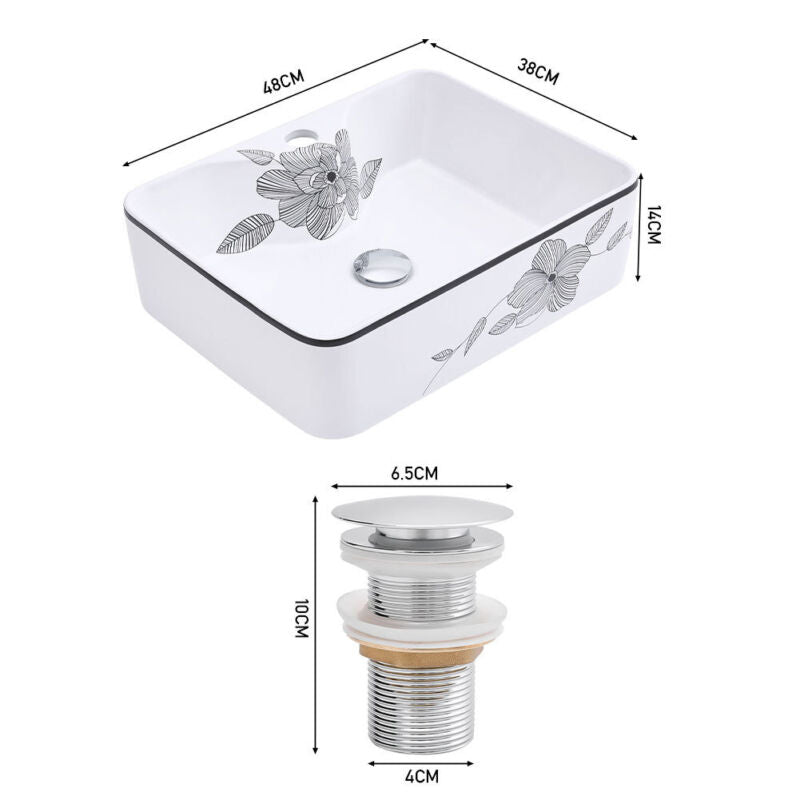 MULTI SHAPE BATHROOM CLOAKROOM COUNTERTOP CERAMIC BASIN SINK & POP UP WASTE SETS