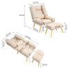 Upholstered Velvet Single Sleeper Sofa Recliner Home Cinema Armchair with Stool