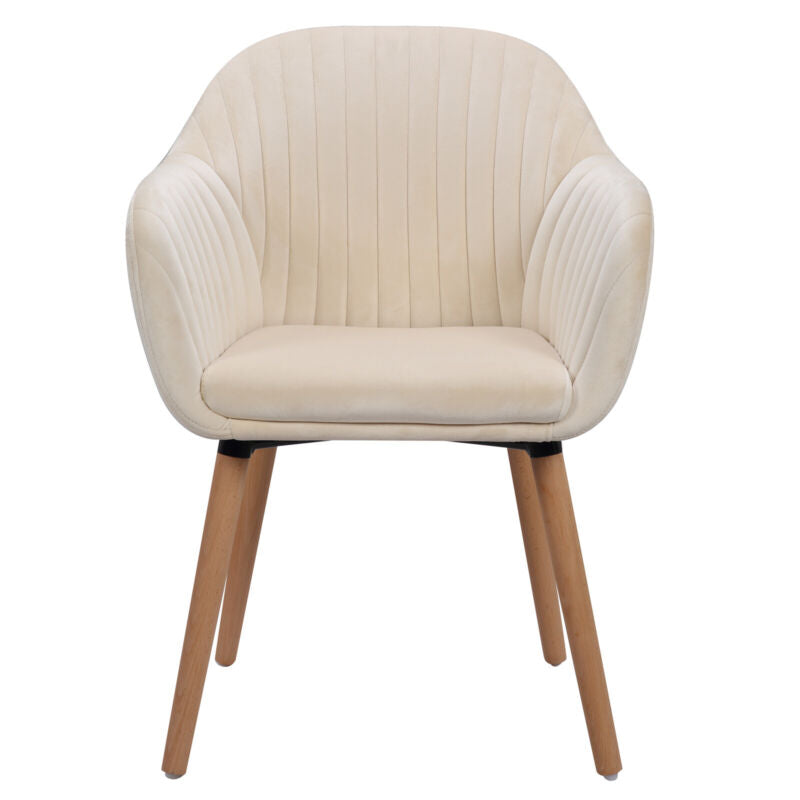 1x Dining Chair Velvet Padded Seat Kitchen Home Armchairs w/ Backrest Wood Legs