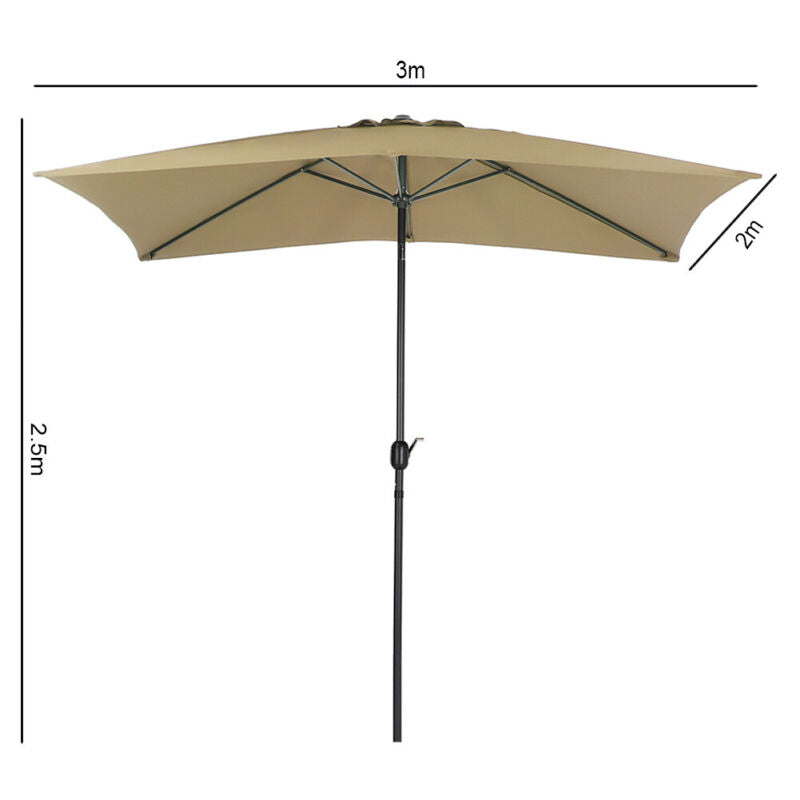 3*2.4M Outdoor Swivel Umbrella Garden Shelter Garden Sun Parasol Beach umbrella