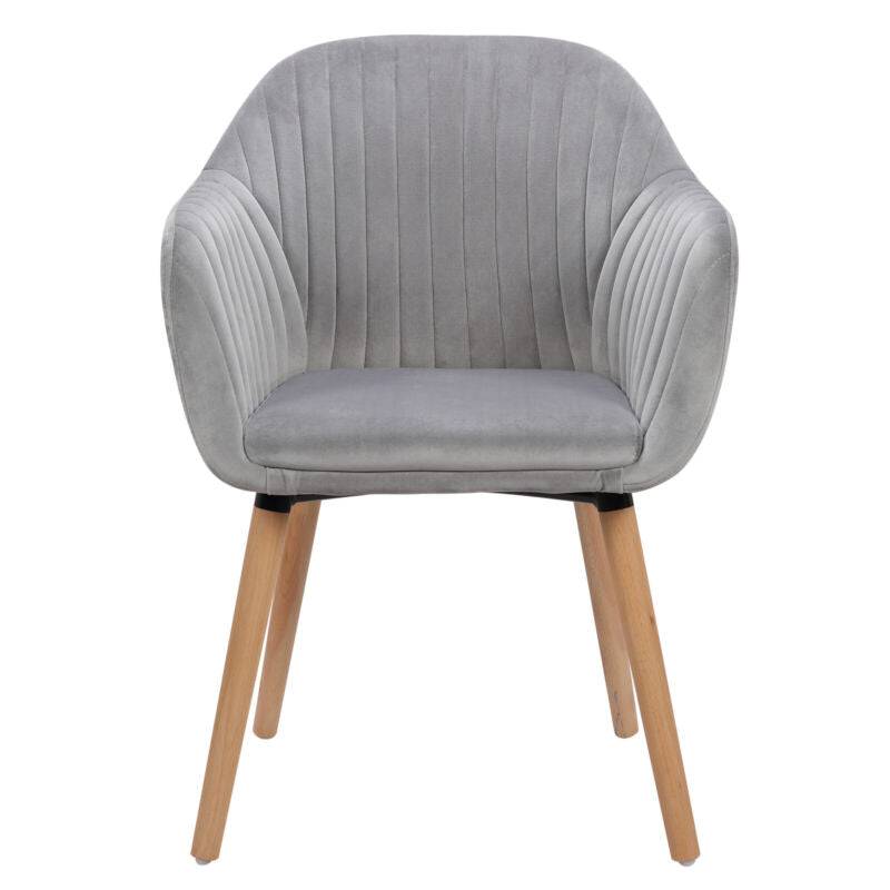 1x Dining Chair Velvet Padded Seat Kitchen Home Armchairs w/ Backrest Wood Legs
