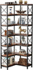 7-Tier Tall Corner Shelf, Industrial Corner Bookshelf Bookcase Display Rack