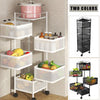 6 Tier Kitchen Rotating Storage Trolley Cart Utility Vegetable Mobile Shelf Rack