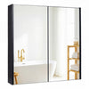 Wooden Hanging 2-Tier Storage Cabinet Medicine Cabinet with Mirror