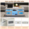 White High Gloss Coffee Table with LED Lights, 2 Doors & Storage, 100x50x43cm