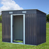 4x8 FT Flat Roof Steel Storage Shed, Pre-drilled Steel Panels, Outdoor Tool Shed