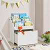 Kids Bookshelf Toy Organiser with Storage Drawer Mobile Children Bookcase White