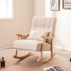 Nursery Rocking Chair Upholstered Glider Rocker w/High Backrest-Beige