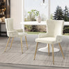 Velvet Dining Chairs Set of 4, Beige Chairs With Gold Metal Legs for Dining Room