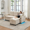 Sofa Bed Pull Out Sectional Couch Bed Convertible Settee with Storage, Beige
