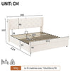 King Bed Storage Bed Frame w/ Diamond Tufted Headboard, USB-C Charging, Beige