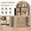 Arched Bookcase with Drawers Arch Display Cabinet Tall Bookshelf 79.5x36x177cm