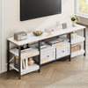 1.6M TV Stand w/2 Drawers & Open Storage Shelves,Sturdy Metal Frame,Up to 90" TV