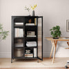 5-Tier Tall Kitchen Pantry with Adjustable Shelves and Semi-Transparent Doors-Bl