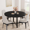 120cm Black Round Dining Table for 4-6 Wood Circle Dinner Table