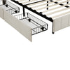 Upholstered Storage Double Bed Frame with Adjustable Headboard 135x190cm, Beige