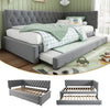 3ft Single Velvet Daybed with Trundle Bed, Upholstered Sofa Bed 90x190cm Grey