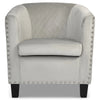 Tub Arm Chair Velvet Grey Luxury Statement Rivet Comfy Accent Armchair