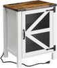 Farmhouse End Table 18" Nightstand w/ Charging Station, Barn Door & Adjustable