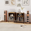 Record Player Stand Turntable Stand w/ 5 Storage Compartments-Coffee