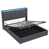 Upholstered Ottoman Storage Bed Frame Double with Storage Headboard & LED, Grey