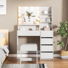 Dressing Table With 5 Drawers LED Mirror Set Makeup Desk Vanity Table Luaunjvrri
