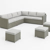 Rattan Corner Garden Set Outdoor Dining With Fire Pit Table Footstools Patio Set