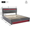 Upholstered Ottoman Bed 5ft King Size LED Hydraulic Bed Frame with Storage Grey