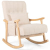 Nursery Rocking Chair Upholstered Glider Rocker w/High Backrest-Beige