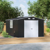 12 x 10FT Galvanised Garden Tool Storage Shed with Lockable Door, Double Windows