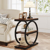 End Table Set of 2, Wooden Narrow Small Side Sofa Table with 3 Storage Shelves