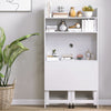 Computer Desk with Foldable Desktop and Storage Shelves, Study Table, White